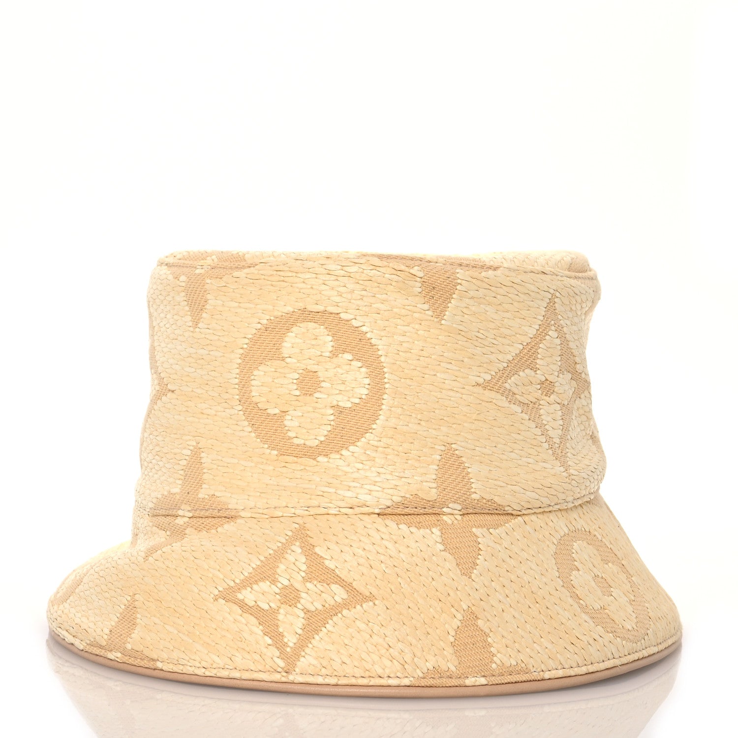 Louis Vuitton Woven Fabric Calfskin Monogram Beachview Bucket Hat Natural 4 of 8