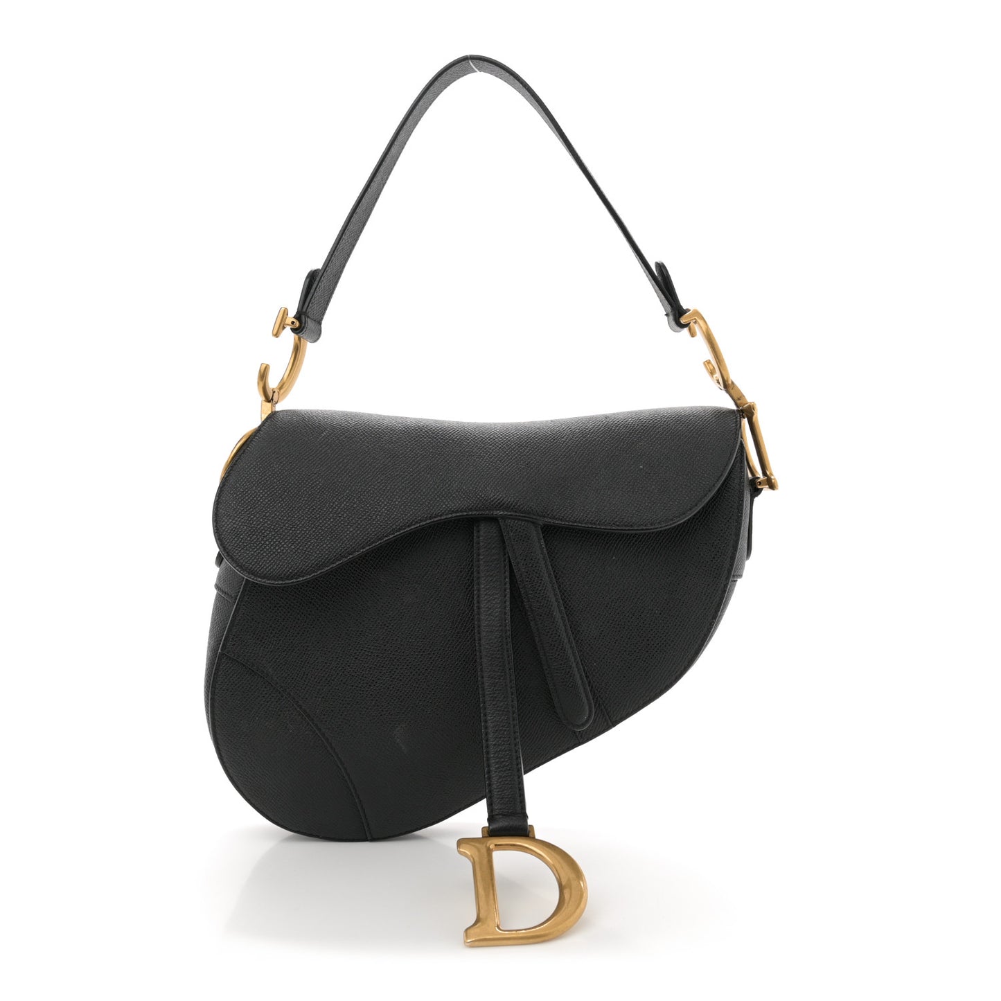 Grained Calfskin Saddle Bag Black