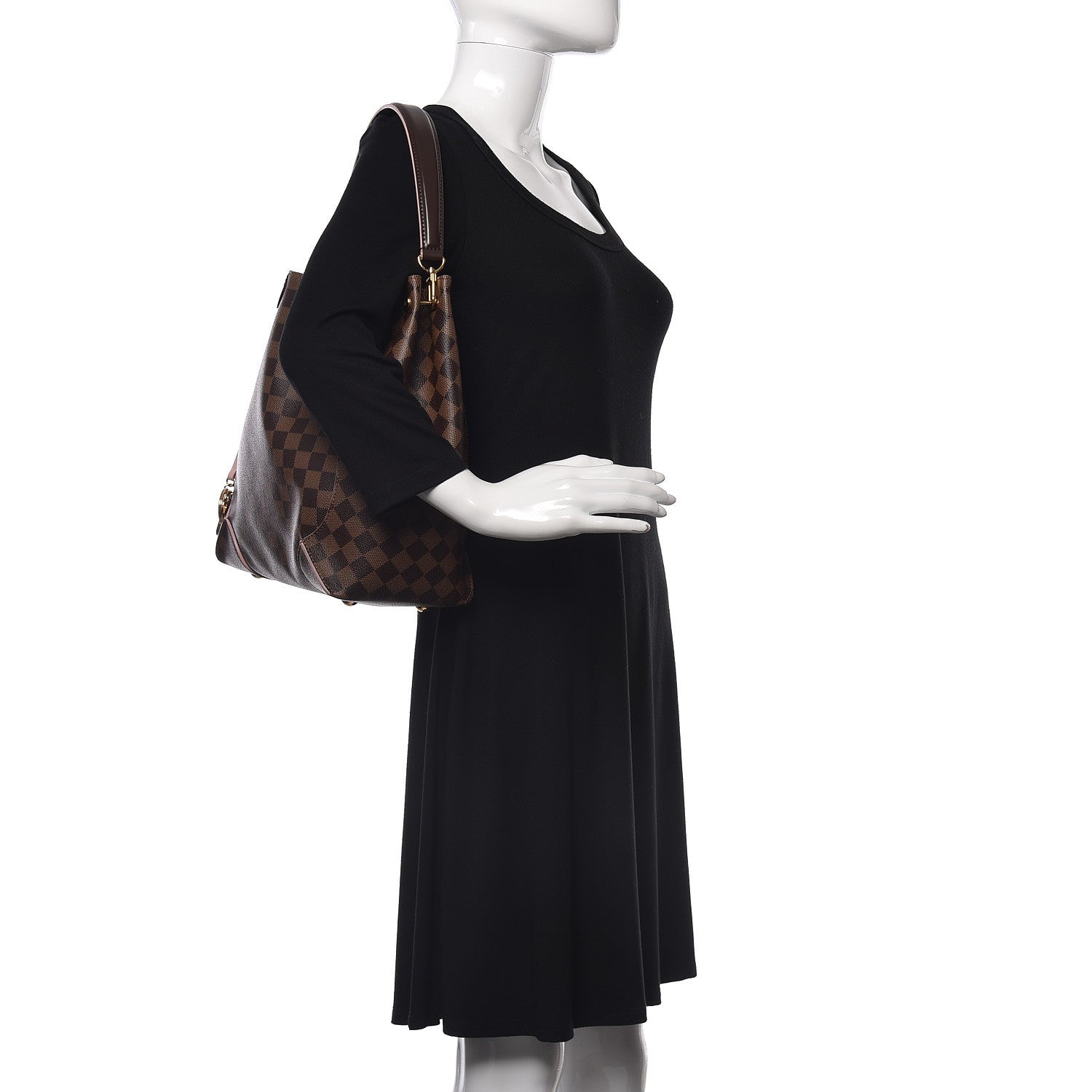 Louis Vuitton Damier Ebene Caissa Hobo Rose Ballerine 2 of 18