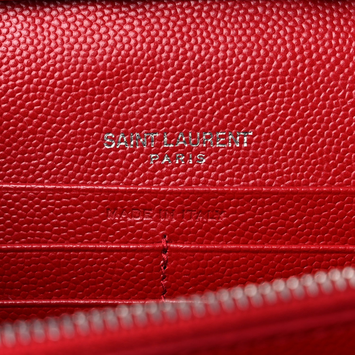 Saint Laurent Grain De Poudre Matelasse Chevron Monogram Chain Wallet New Red 5 of 13
