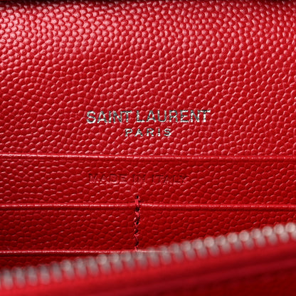 Saint Laurent Grain De Poudre Matelasse Chevron Monogram Chain Wallet New Red 5 of 13