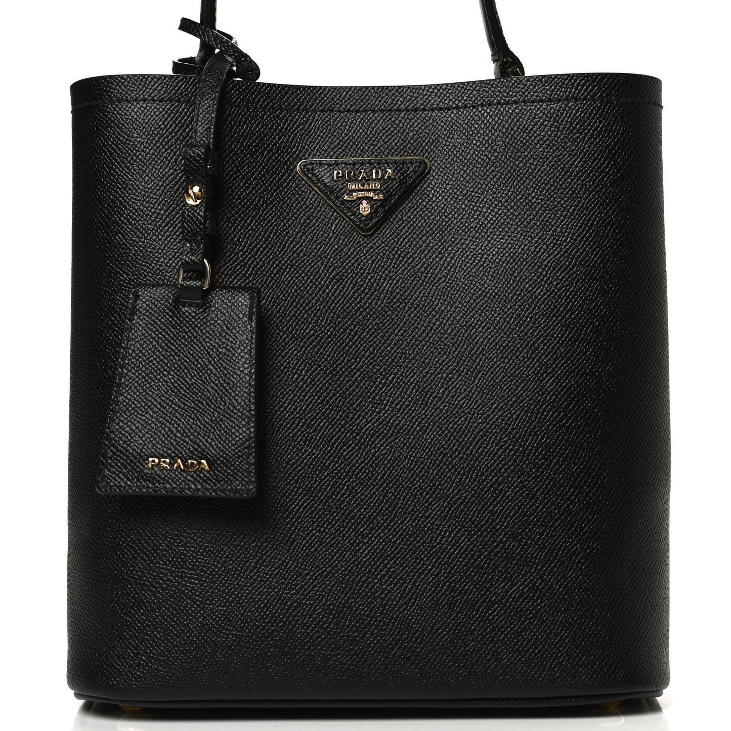 Saffiano Cuir Medium Panier Bucket Bag Black Fuoco