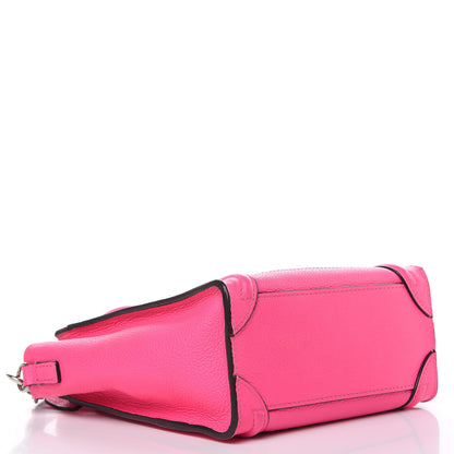 Celine Drummed Calfskin Nano Luggage Fluo Pink 4 of 10