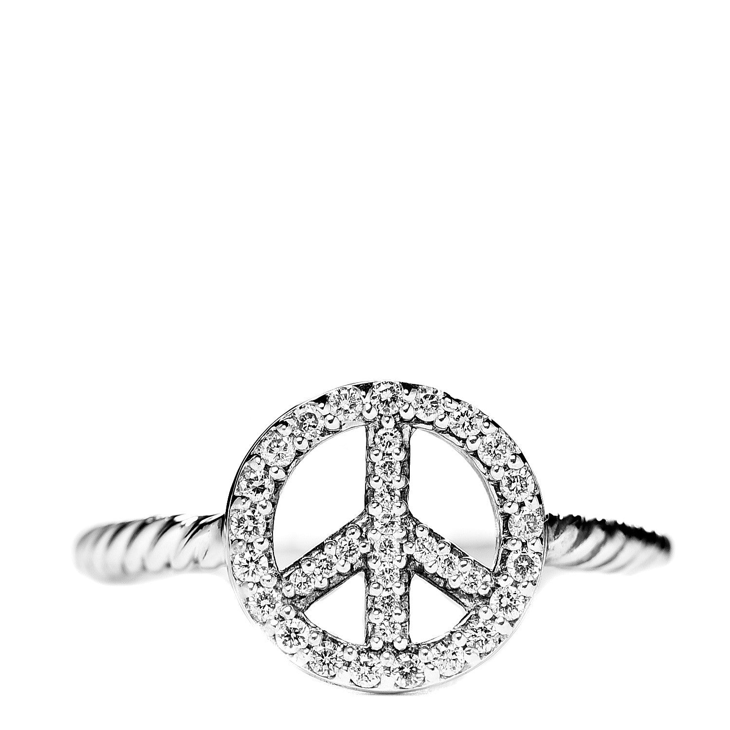 David Yurman Sterling Silver Diamond Cable Collectibles Peace Ring 52 6 1 of 5