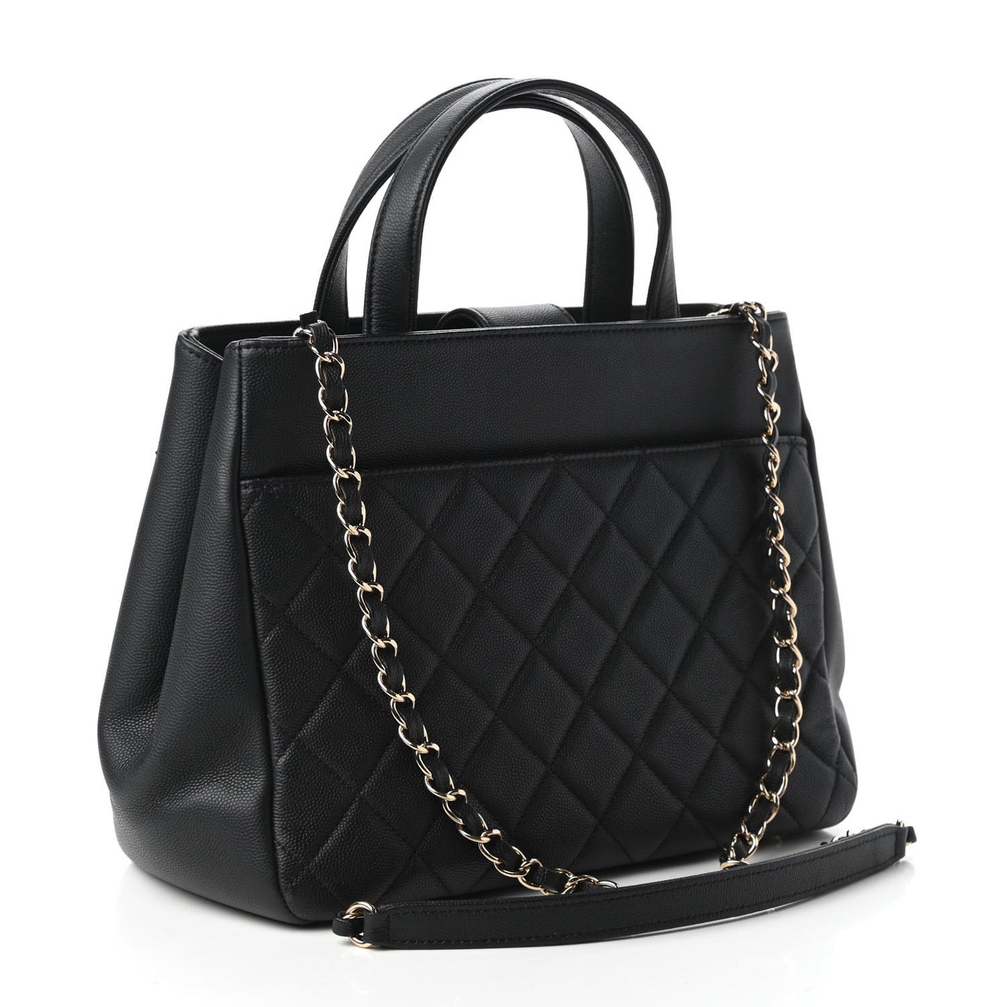 Caviar Quilted Small Business Affinity Shopping Bag Black