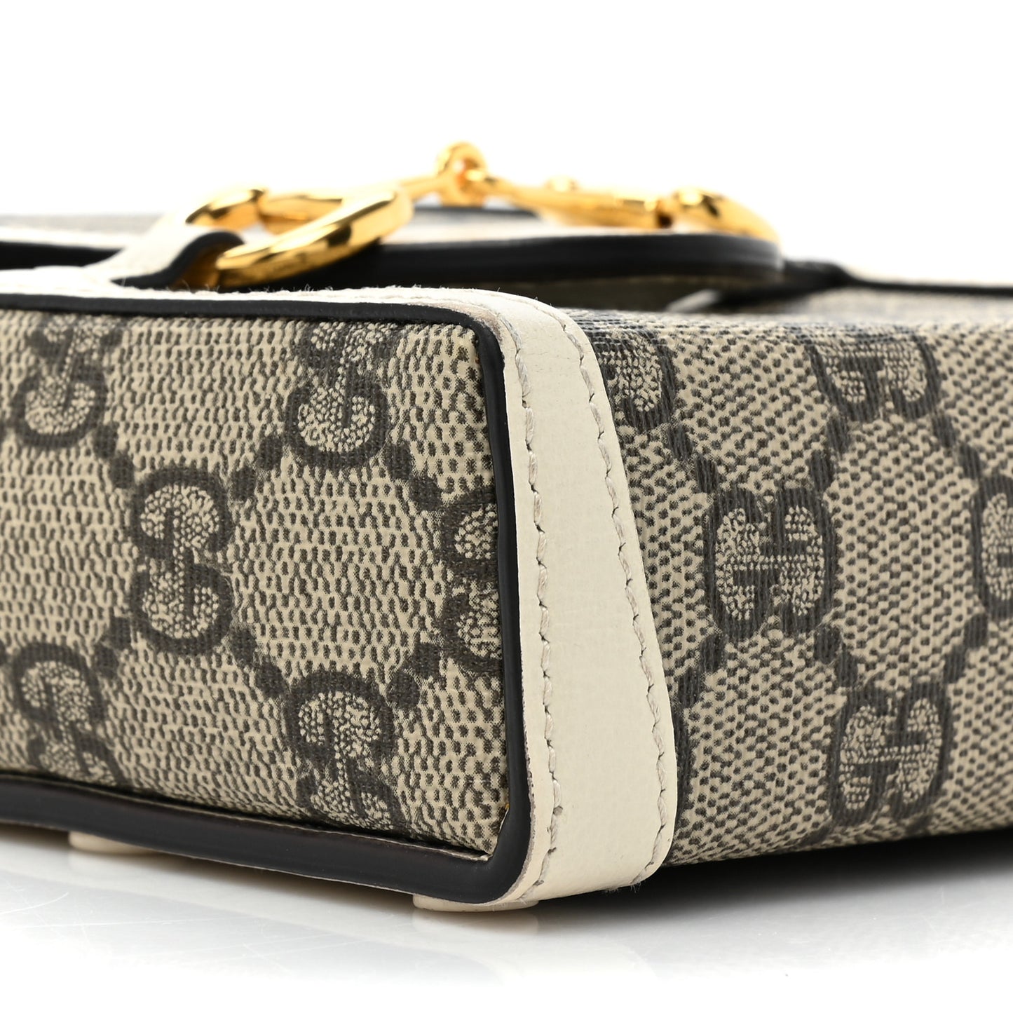 GG Supreme Monogram Azalea Calfskin Mini Horsebit 1955 Crossbody Bag Beige Ebony Mystic White