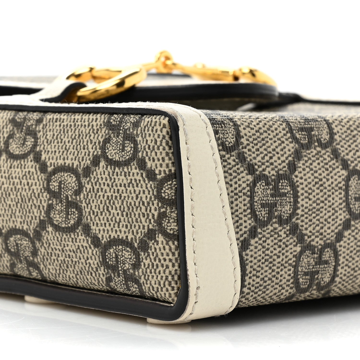 Gucci GG Supreme Monogram Azalea Calfskin Mini Horsebit 1955 Crossbody Bag Beige Ebony Mystic White 8 of 15