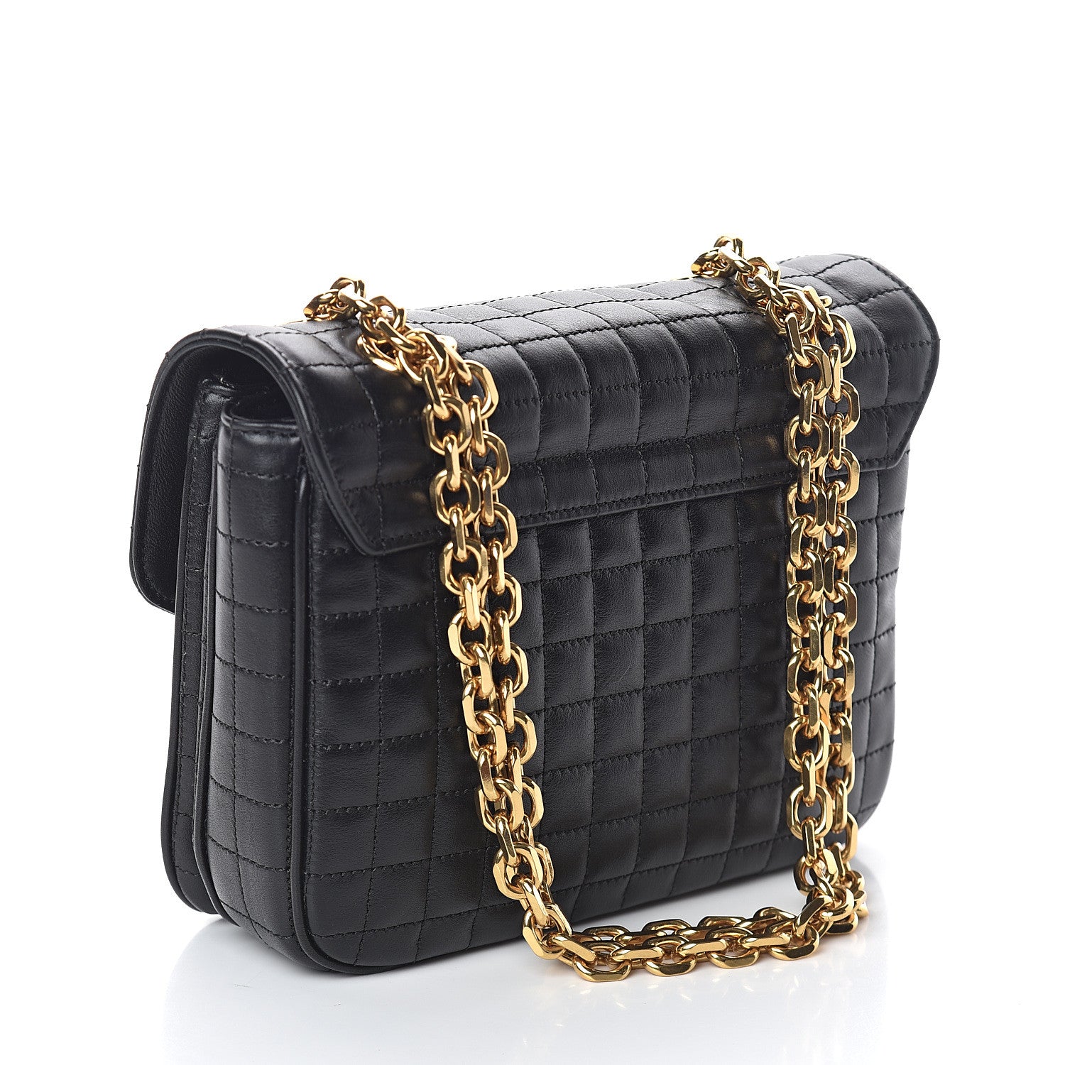 Celine Calfskin Quilted Medium C Bag Black 2 of 7