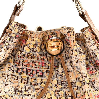 Fendi Zucchino Vitello Floral Forever Bucket Bag Pesca Giallo Saddler 8 of 10