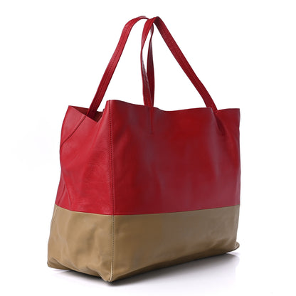 Celine Lambskin Horizontal Bi-Color Cabas Red Camel 2 of 10