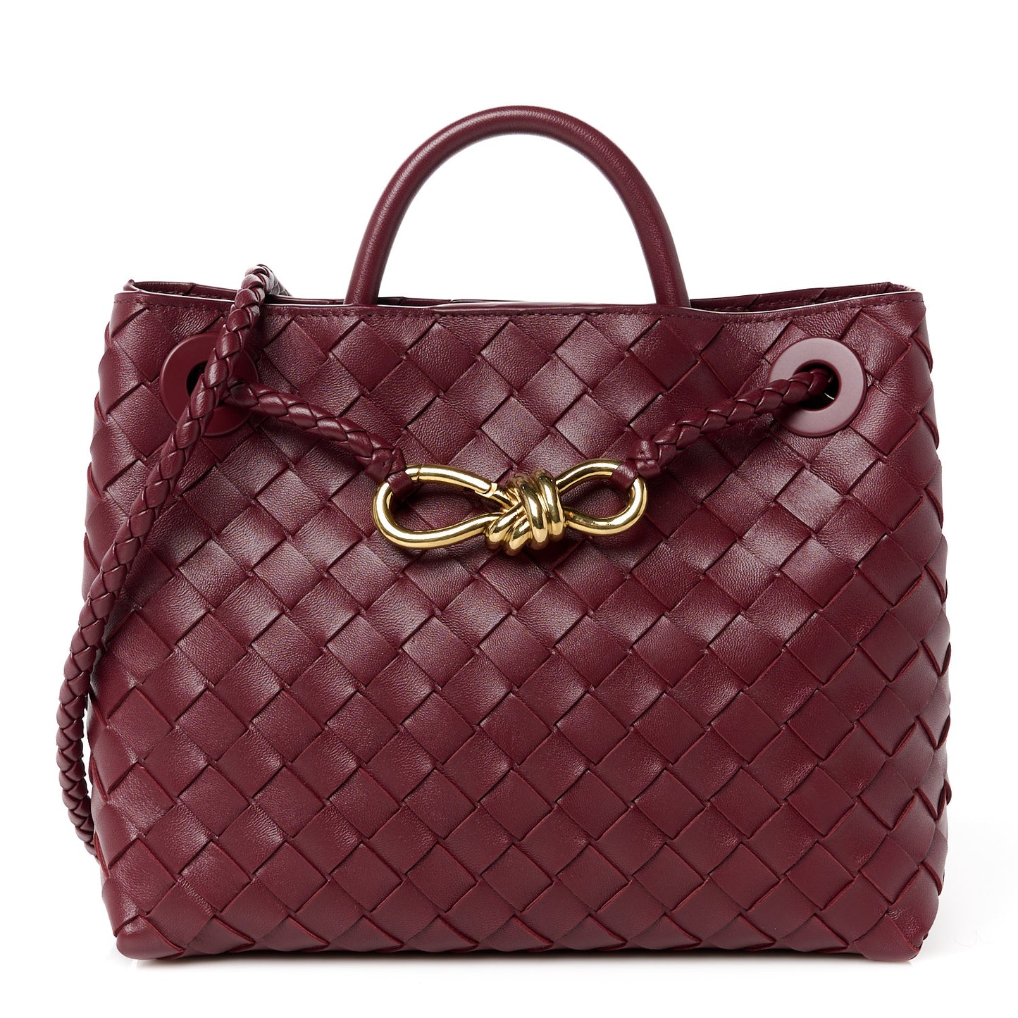 Nappa Intrecciato Small Andiamo Shoulder Bag Barolo