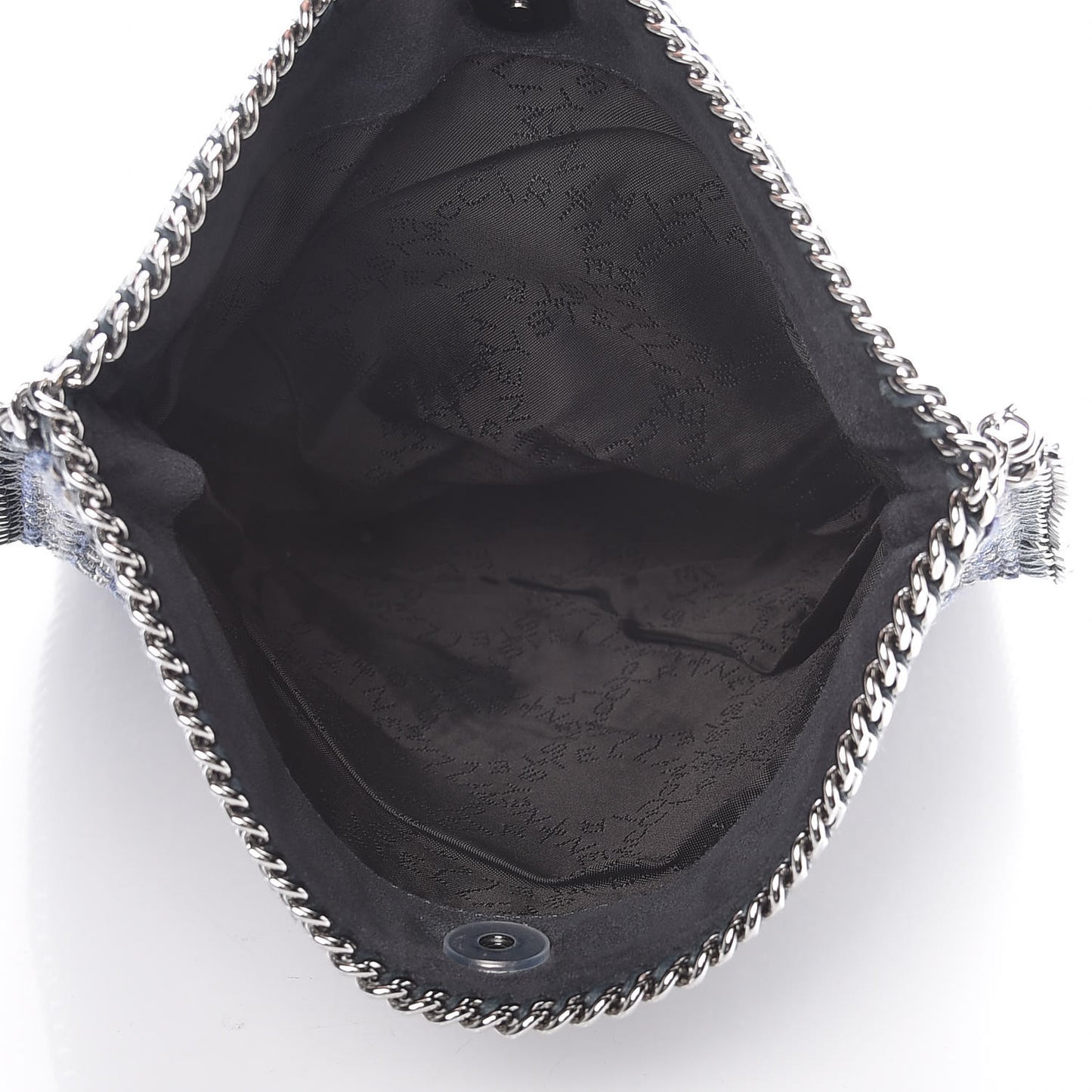 Woven Boucle Fold Over Falabella Clutch Blue