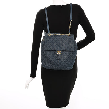 Chanel Washed Denim Quilted Large Urban Spirit Backpack Dark Blue 2 of 7