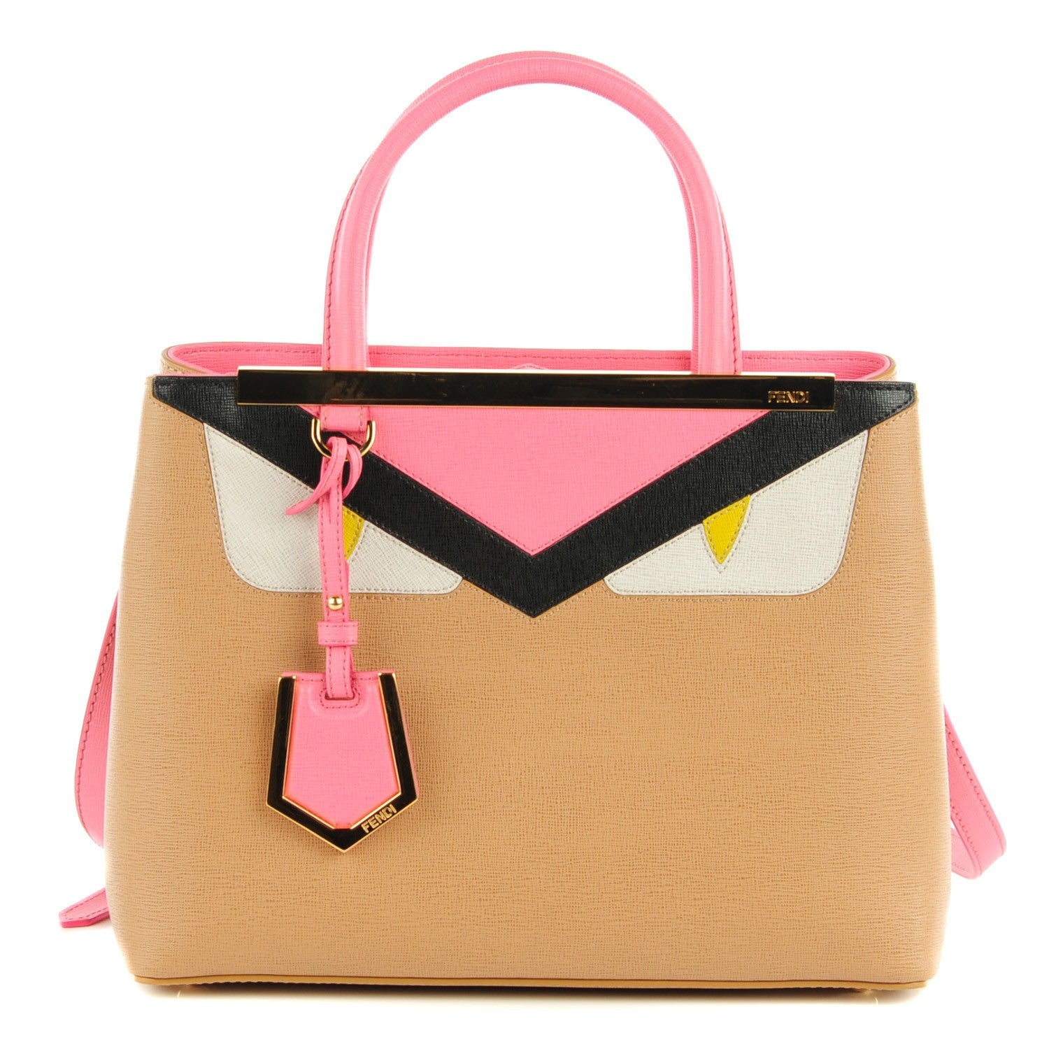 Fendi Vitello Elite Monster Petite 2Jours Tote Cuoio Lollypop Multicolor 1 of 9