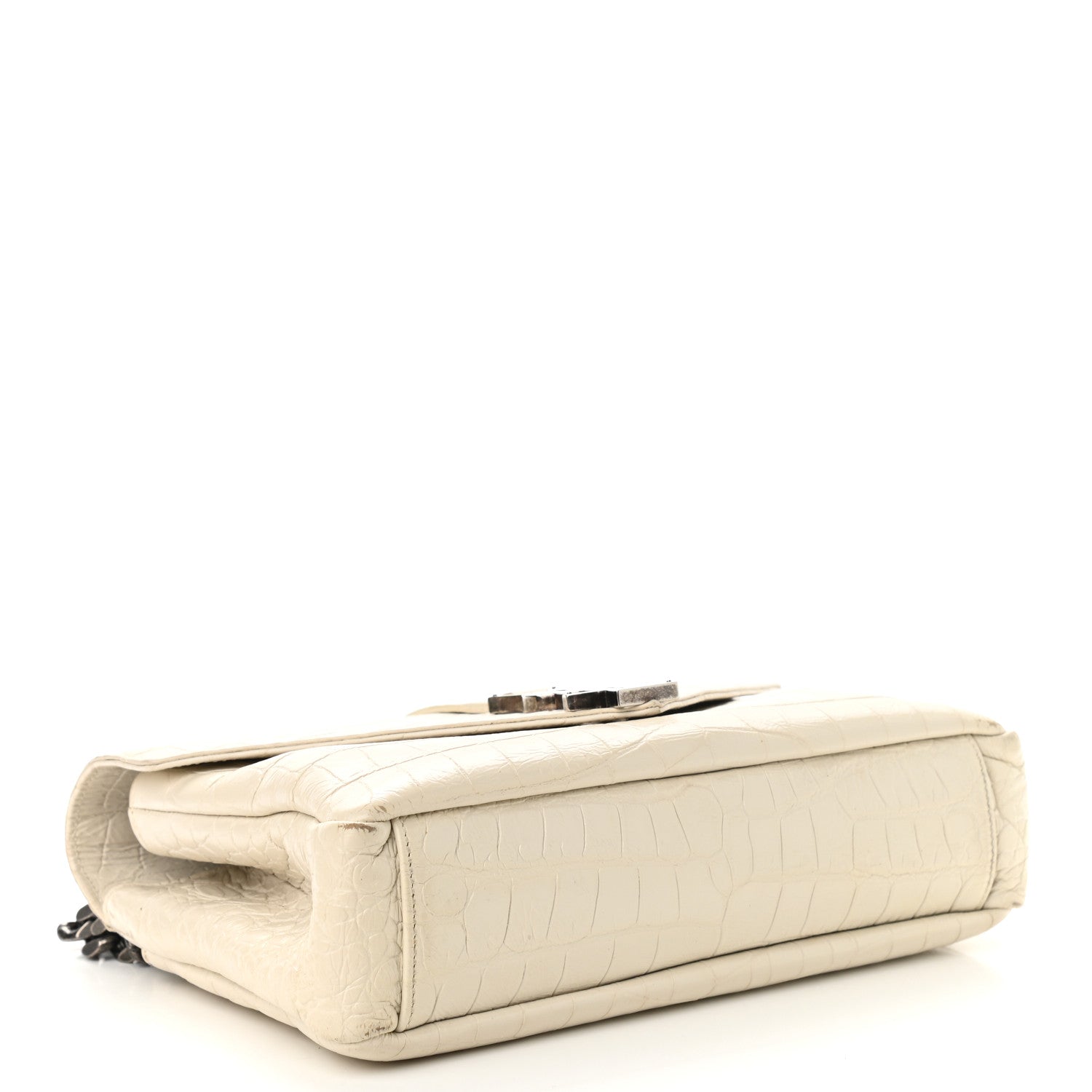 Saint Laurent Calfskin Crocodile Embossed Medium College Monogram Satchel Porcellana 4 of 16