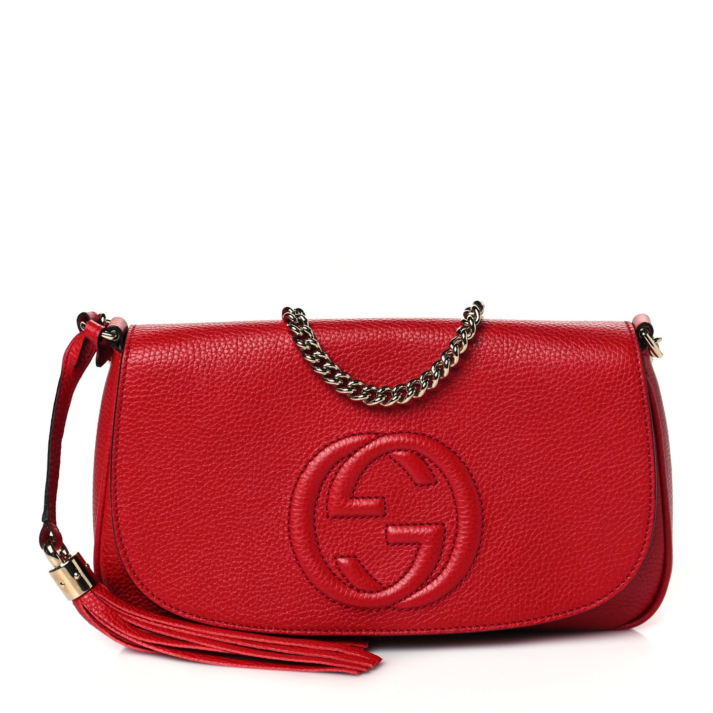 Pebbled Calfskin Medium Soho Flap Crossbody Vibrant Red