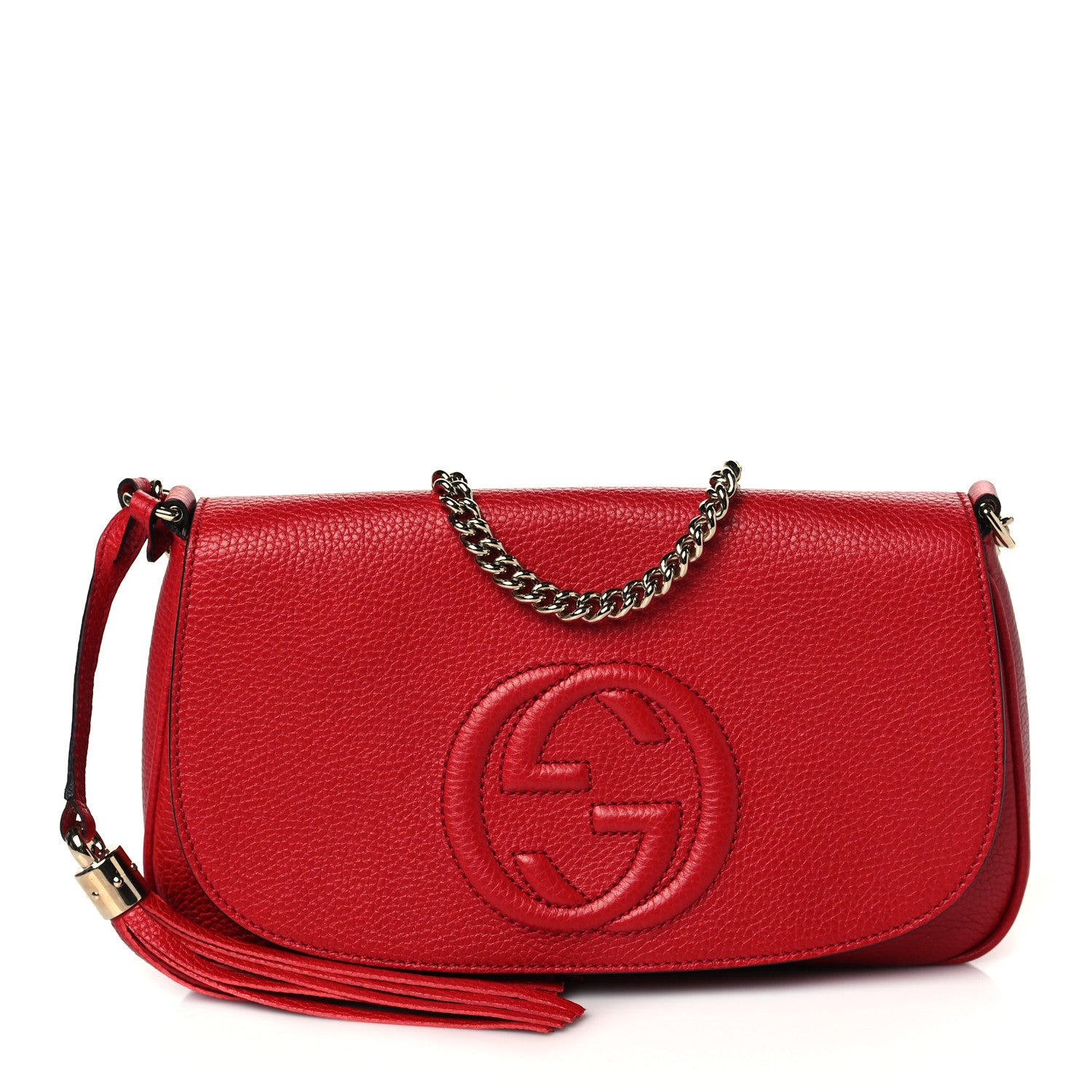 Gucci Pebbled Calfskin Medium Soho Flap Crossbody Vibrant Red 1 of 9