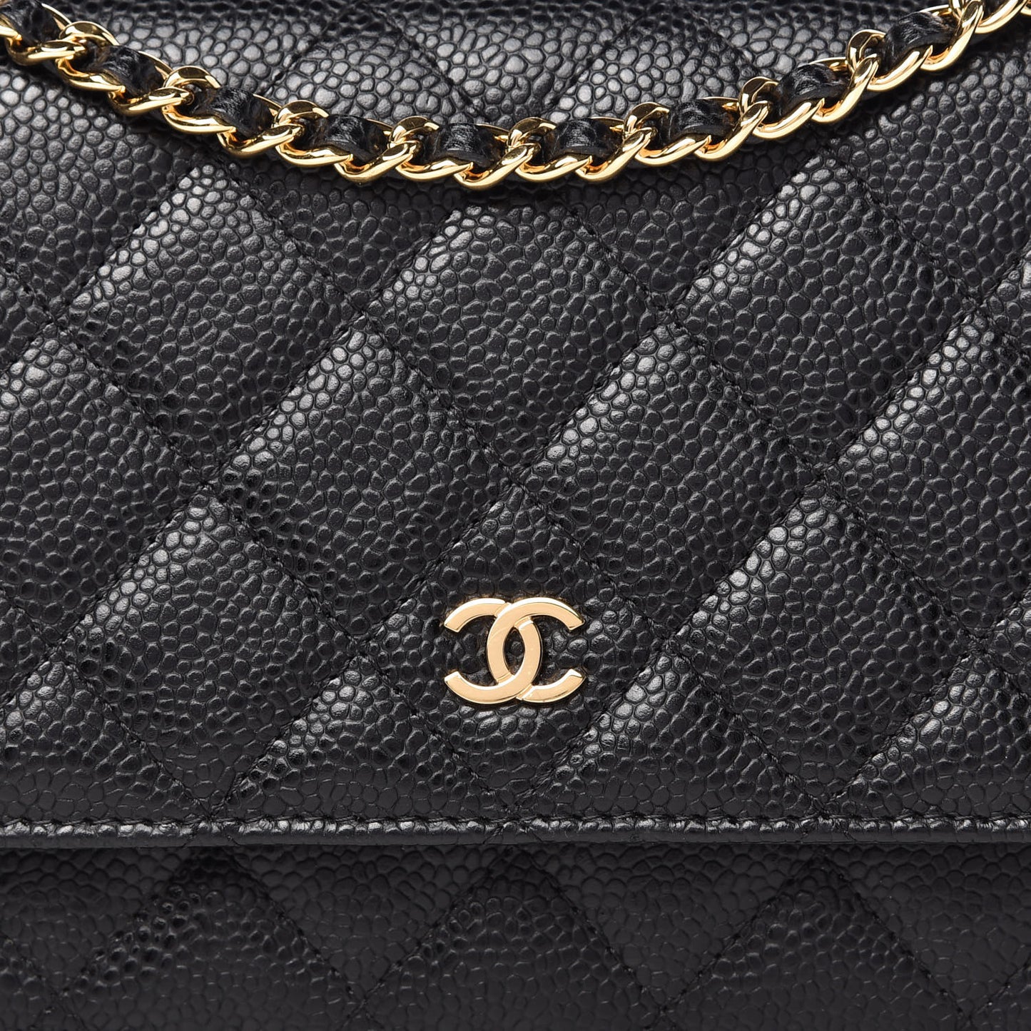 Caviar Quilted Wallet On Chain WOC Black