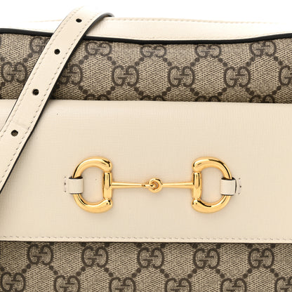 Gucci GG Supreme Monogram Small Horsebit 1955 Shoulder Bag Beige Mystic White 9 of 14