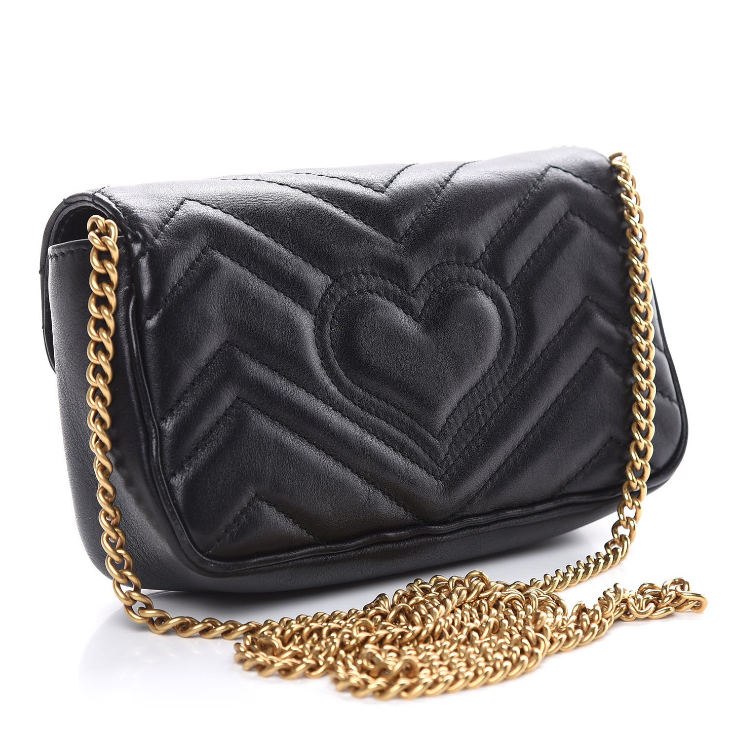 Calfskin Matelasse Super Mini GG Marmont Shoulder Bag Black
