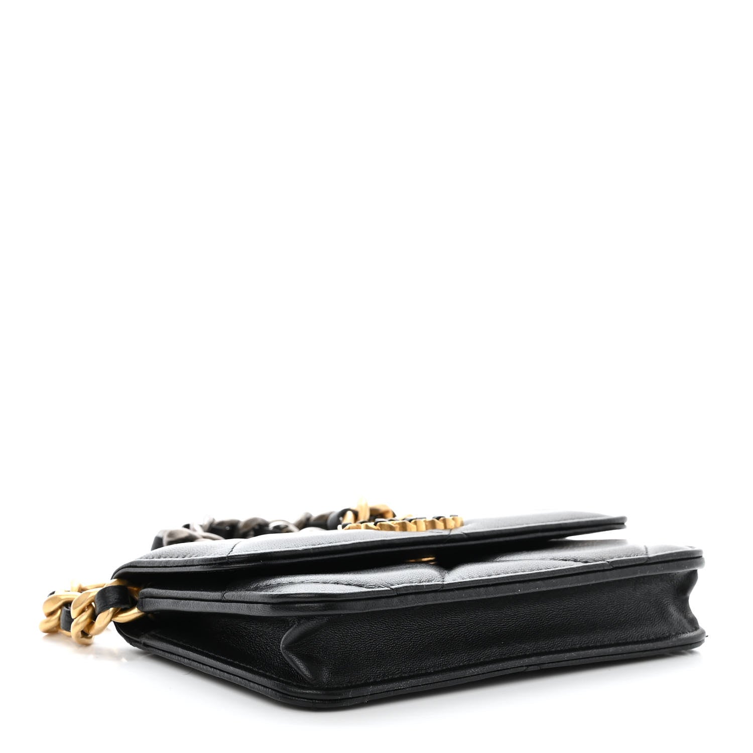 Chanel Lambskin Quilted Chanel 19 Clutch With Chain Black 4 of 12