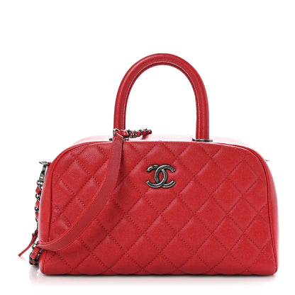 Chanel Caviar Quilted Small Coco Handle Bowling Bag Red 1 of 10