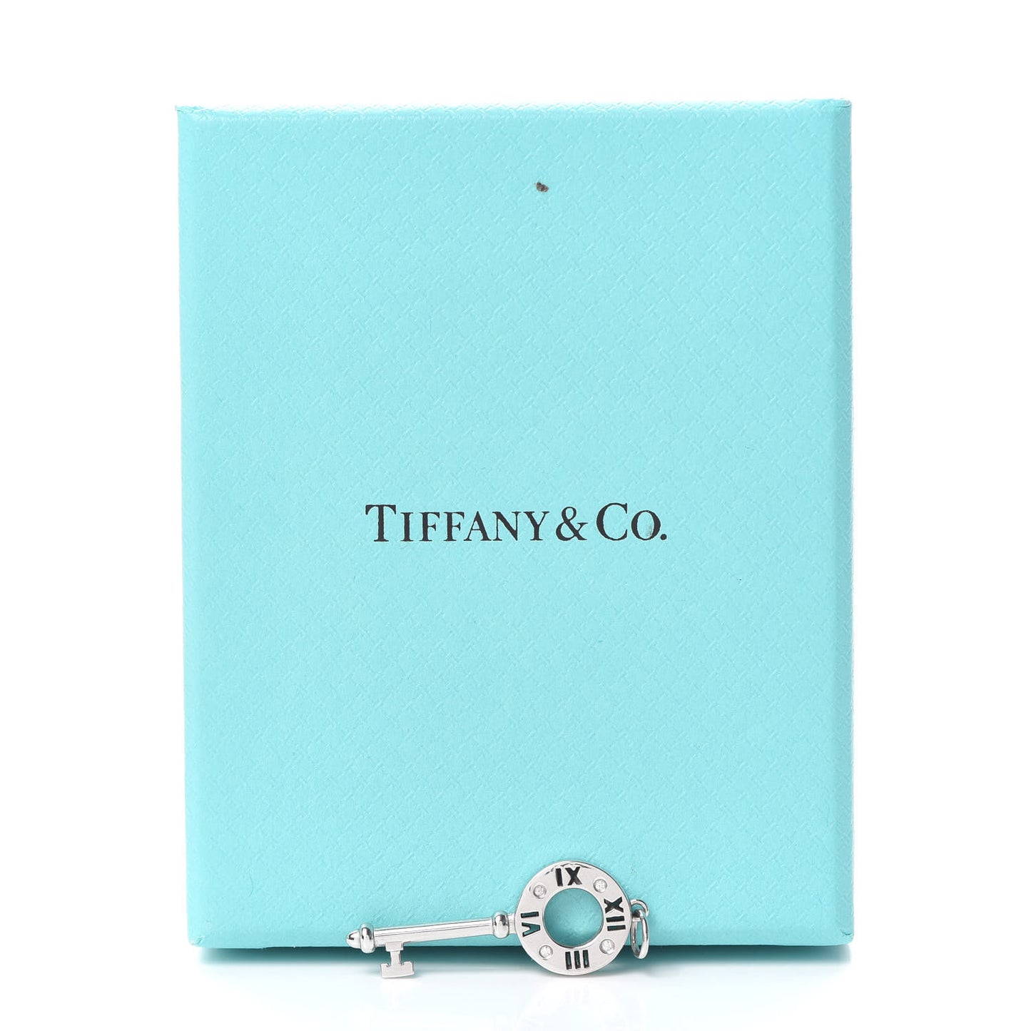 18K White Gold Diamond Atlas Pierced Key Pendant