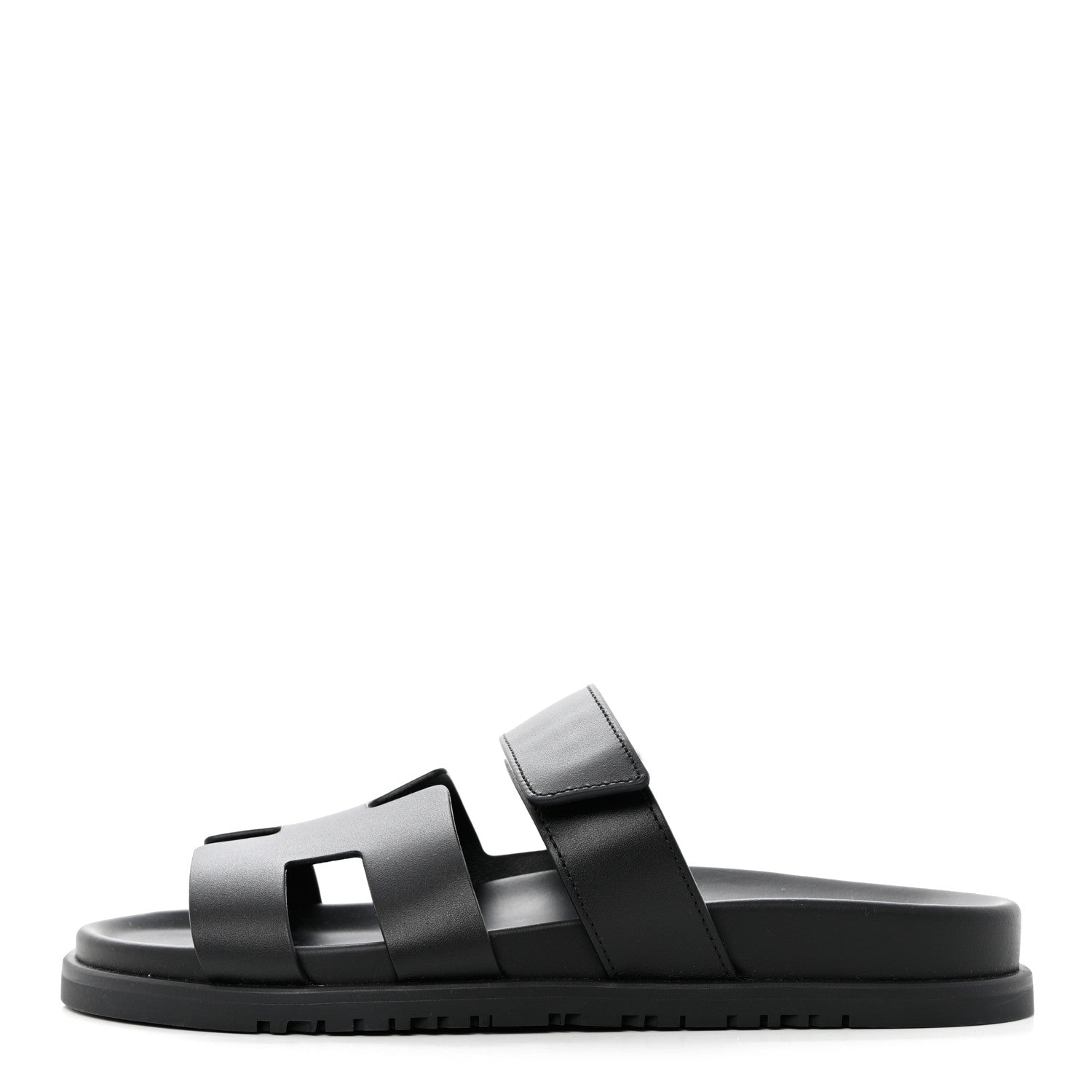 Hermes Calfskin Womens Chypre Sandals 38 Black 1 of 9