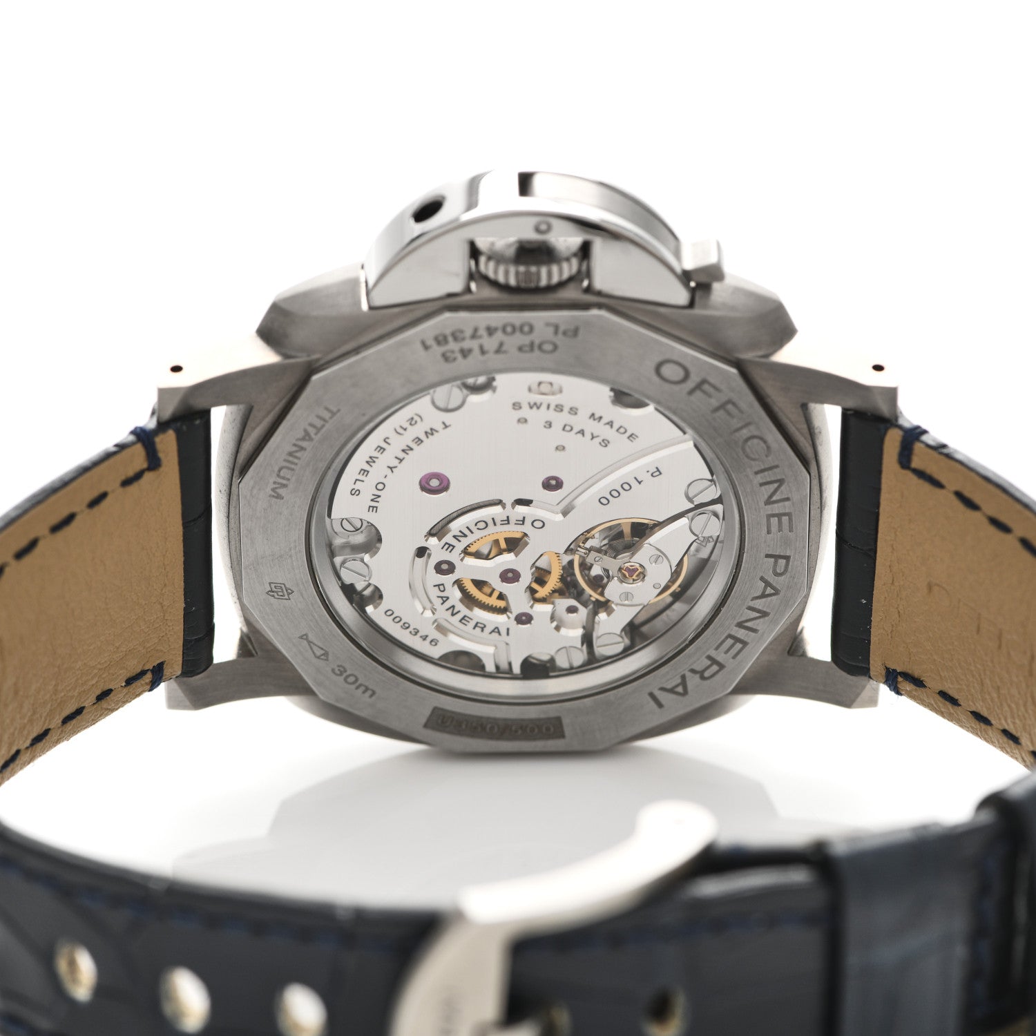 Panerai Titanium Alligator 42mm Luminor Due 3 Days Manual Winding Watch Blue PAM00728 4 of 5