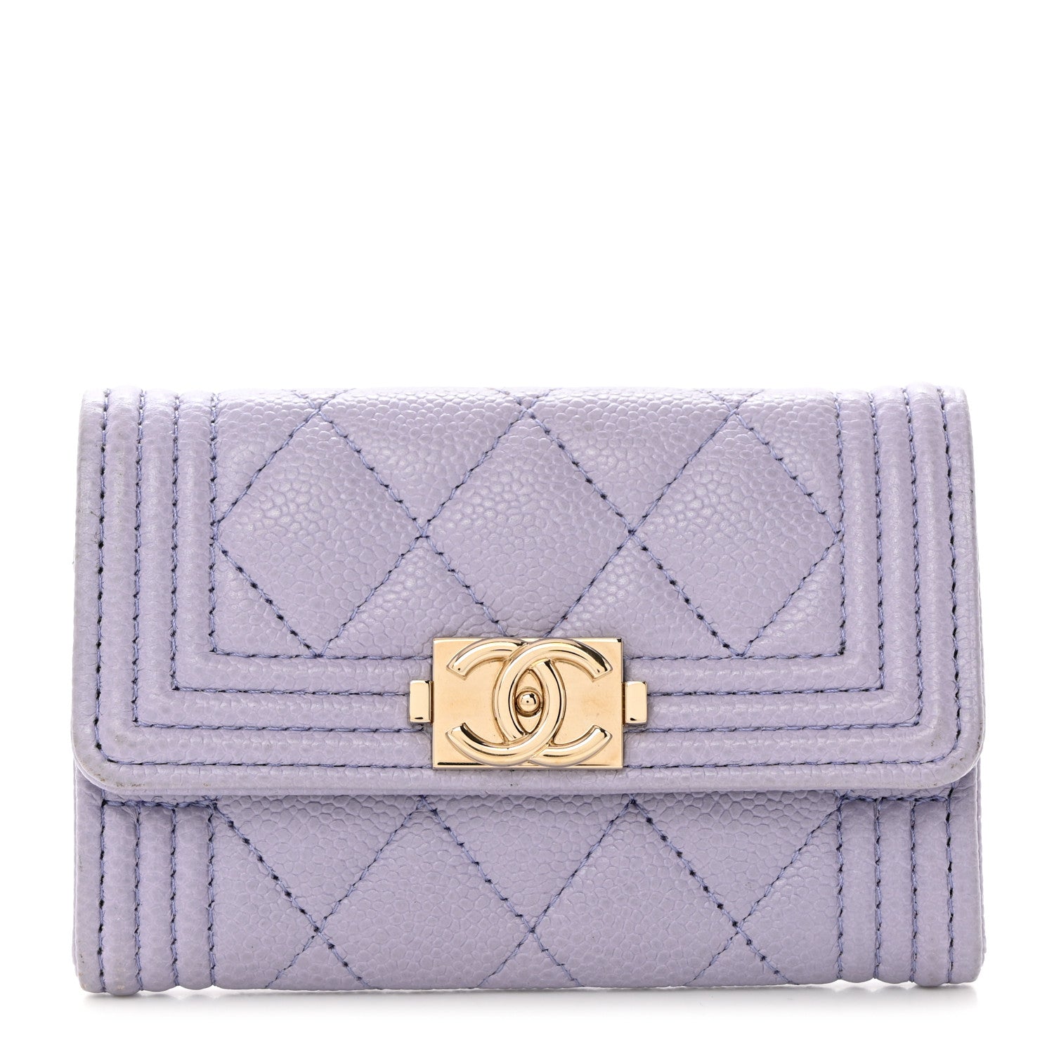 Chanel Caviar Quilted Boy Flap Card Holder Light Purple 1 of 7