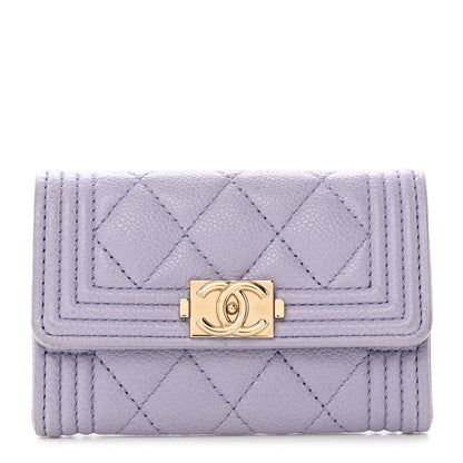 Chanel Caviar Quilted Boy Flap Card Holder Light Purple 1 of 7
