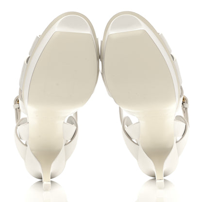 Saint Laurent Calfskin Tribute 75 Platform Sandals 38 White 6 of 11