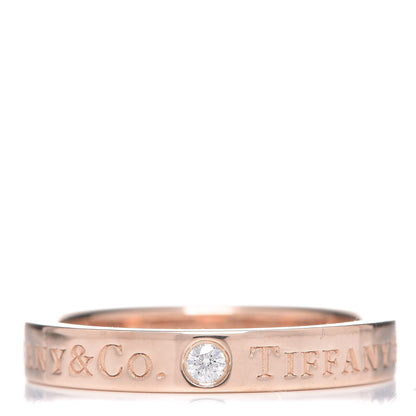 Tiffany 18K Rose Gold Diamond 3mm Logo Band Ring 48 4.5 5 of 8
