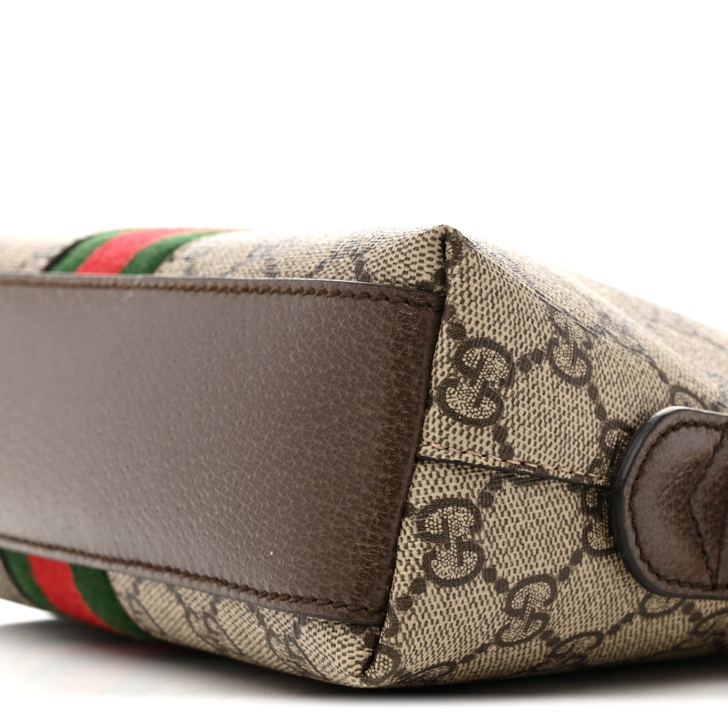 Gucci GG Supreme Monogram Textured Dollar Calfskin Web Small Ophidia Dome Shoulder Bag Beige Ebony New Acero 10 of 13