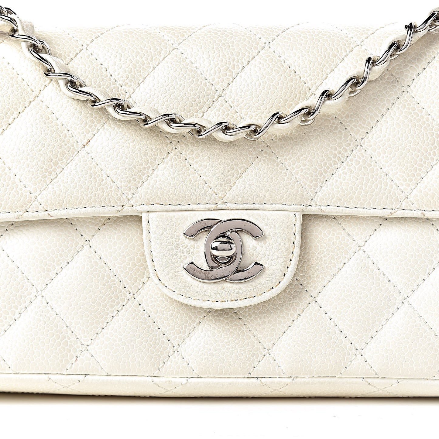 Caviar Quilted East West Flap White