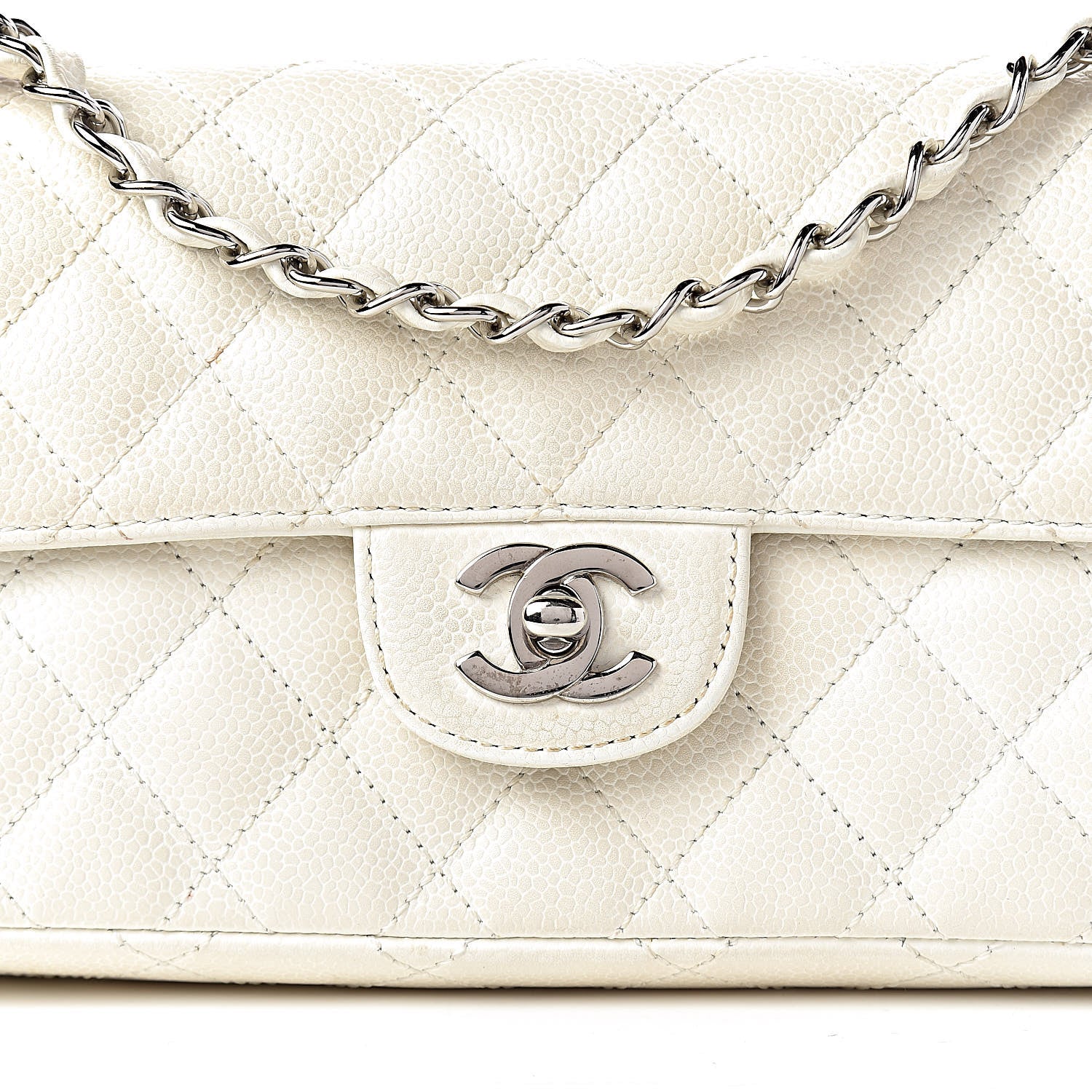 Chanel Caviar Quilted East West Flap White 13 of 17