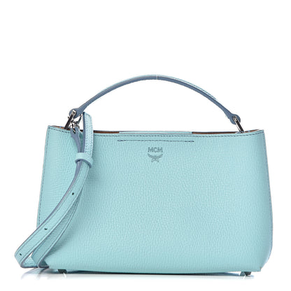 MCM Grained Calfskin Mini Tote Light Blue 1 of 9