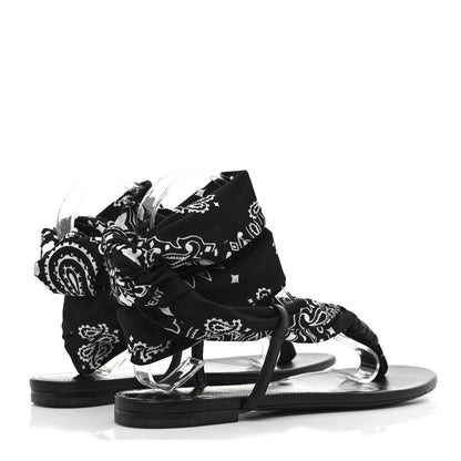 Saint Laurent Printed Tessuto Nappa Vendome Bandana Dallas 05 Foulard Ankle Strap Sandals 37.5 Black 4 of 7