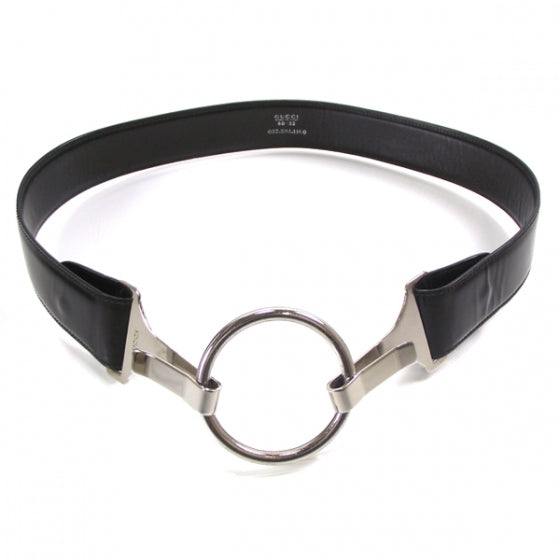 Leather Ring Belt Black 32