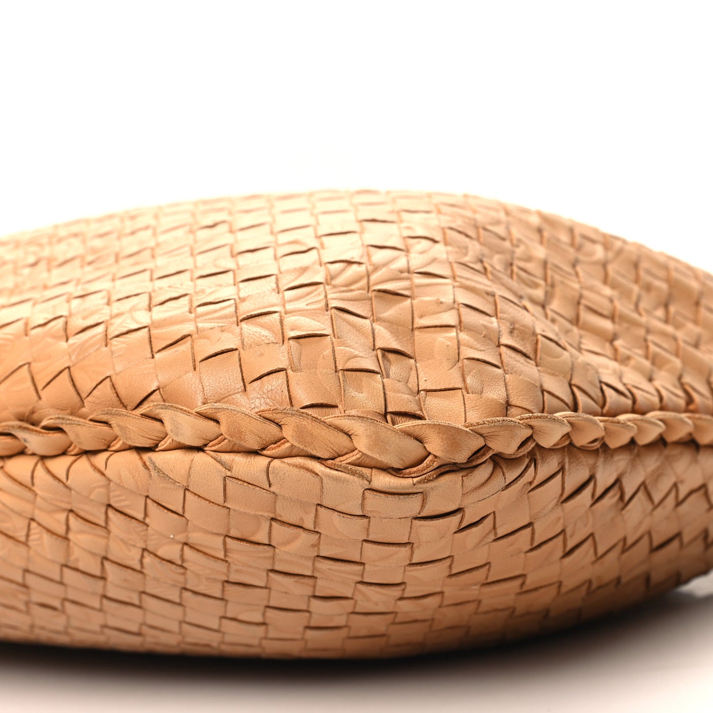 Nappa Intrecciato Embossed Medium Veneta Hobo Camel