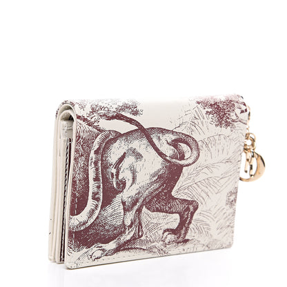 Christian Dior Calfskin Print Compact Wallet White 2 of 6