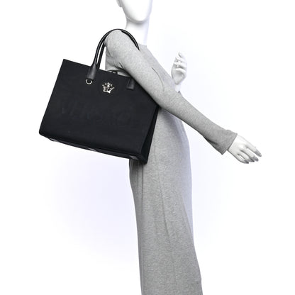 Versace Canvas Calfskin Large La Medusa Tote Bag Black 2 of 10