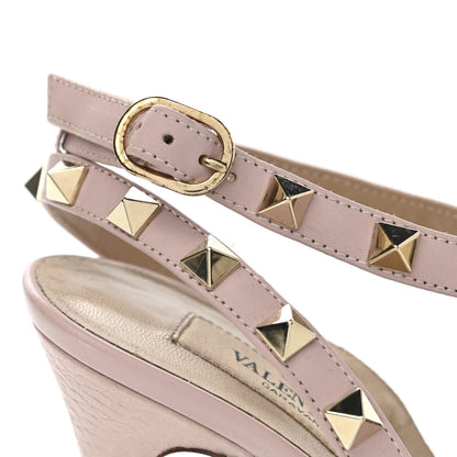 Valentino Garavani Pebbled Calfskin Rockstud Ankle Strap 100mm Pumps 39.5 Poudre 8 of 9