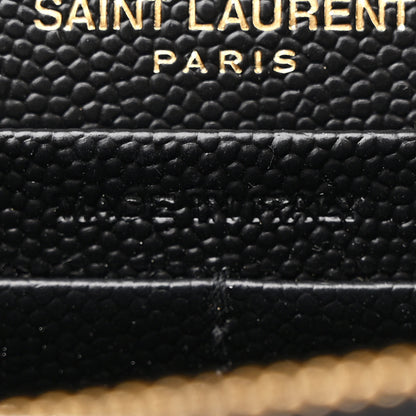 Saint Laurent Grain De Poudre Matelasse Chevron Monogram Envelope Chain Wallet Black 7 of 12