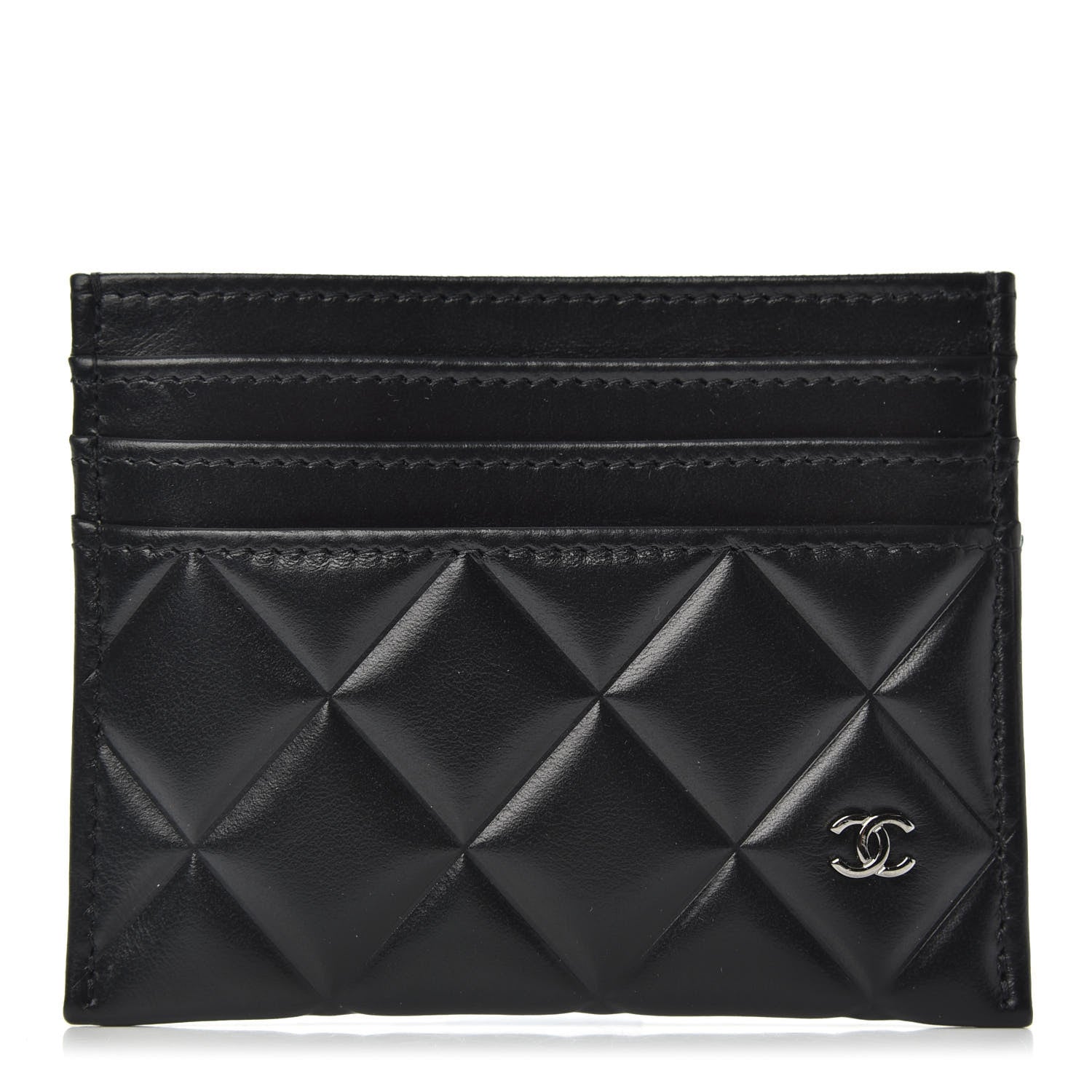 Chanel Calfskin Quilted Diamond Card Holder Black 1 of 8
