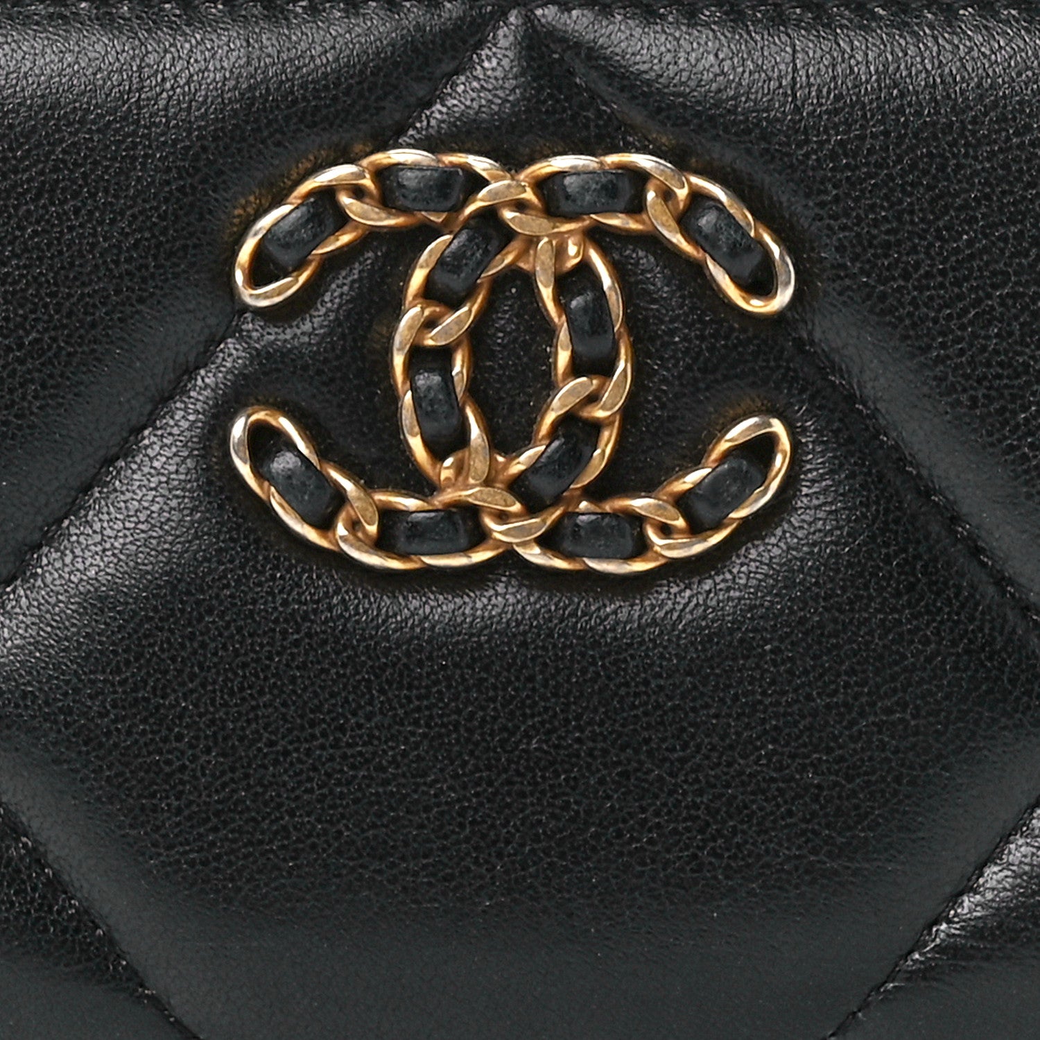 Chanel Lambskin Quilted Chanel 19 Zip Around Coin Purse Wallet Black 8 of 11