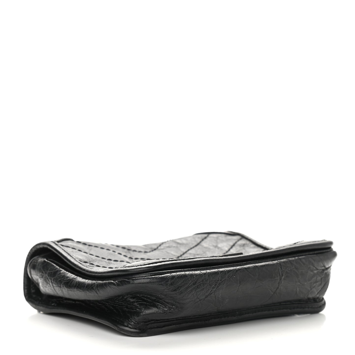 Crinkled Calfskin Matelasse Monogram Niki Chain Wallet Black
