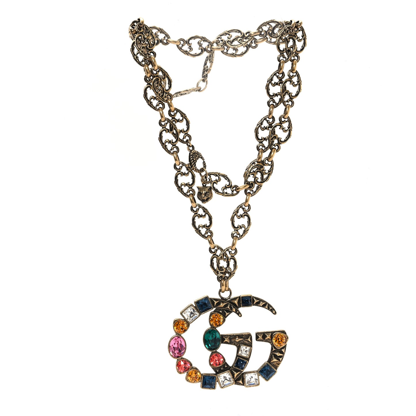 Crystal Marmont Necklace Aged Gold Multicolor