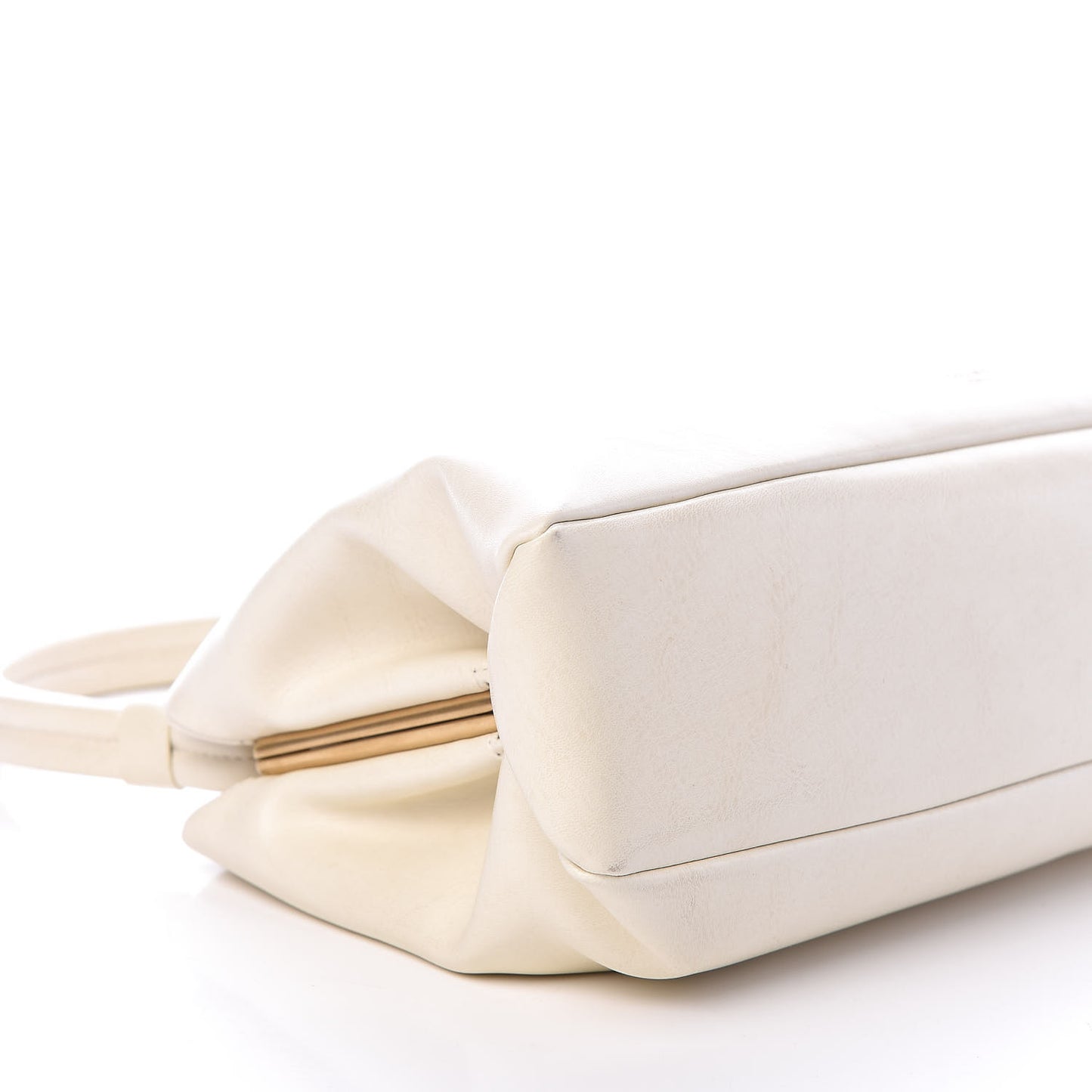 Smooth Calfskin Eyelet Small Top Handle Bag White