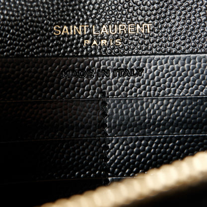 Saint Laurent Grain De Poudre Matelasse Chevron Monogram Chain Wallet Black 7 of 10